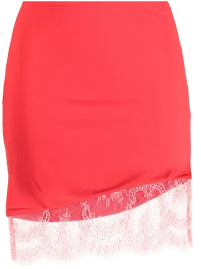 Fleur Du Mal Floral-lace Miniskirt In Red