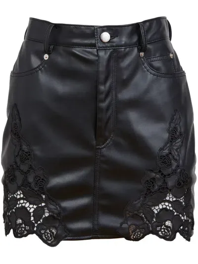 Fleur Du Mal Guipure-lace Mini Skirt In Black