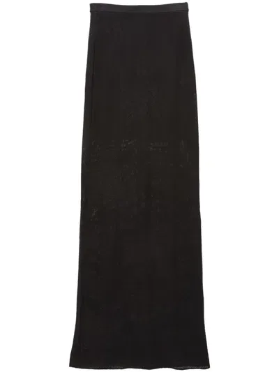 Fleur Du Mal Lace Pointelle Maxi Skirt In Black