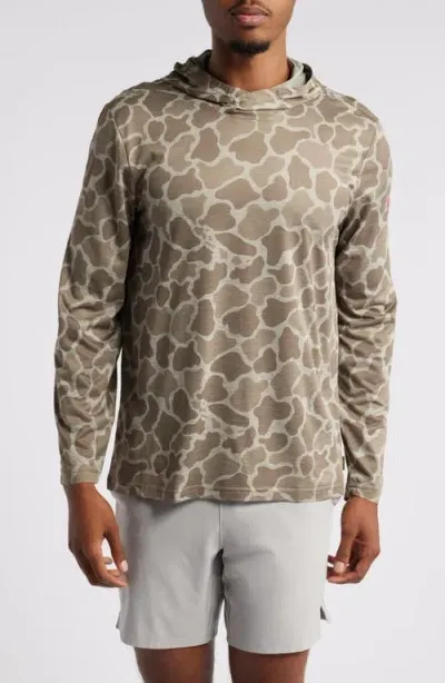 Florence Airtex Long Sleeve Hooded Performance Top In Heather Tan Camo