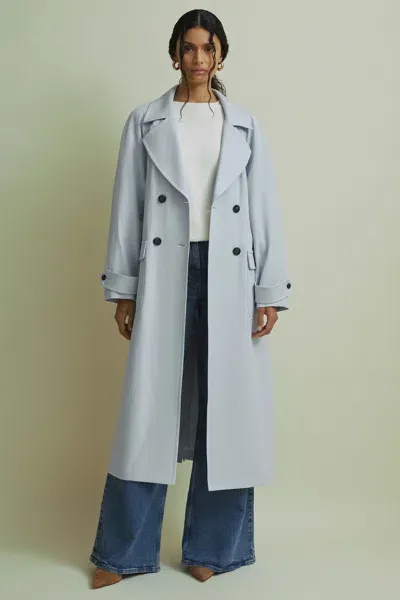 Florere Double Breasted Coat In Pale Blue