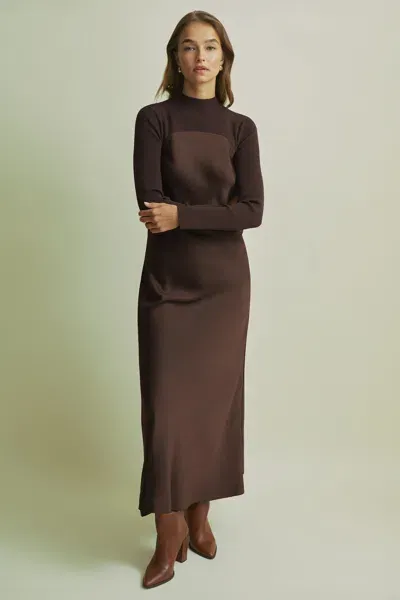 Florere Hybrid Knit Midi Chocolate Dress