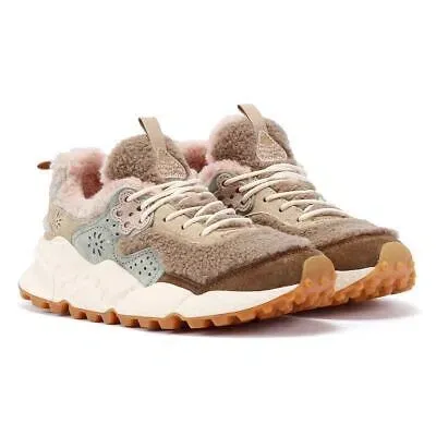 Pre-owned Flower Mountain Kotetsu Teddy Damen-sneaker Aus Wollmischung In Beige