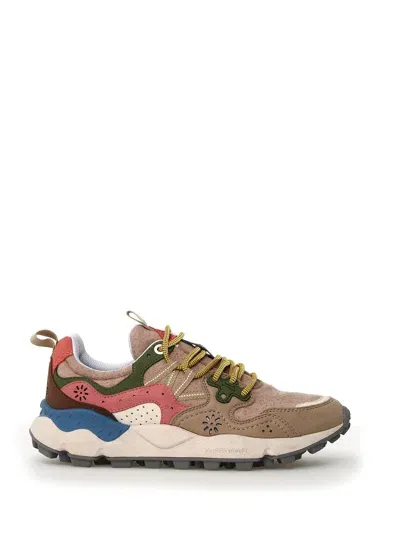 Flower Mountain Sneakers Yamano Pink And Beige Wool In Kaiso Beige Rose