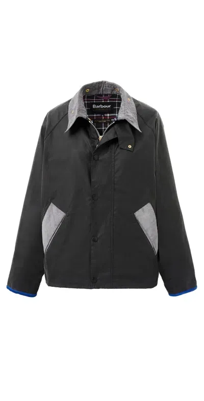 Flower Mountain Transport Wax Jacket Charcoal