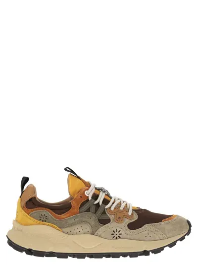 Flower Mountain Yamano 3 - Sneakers In Suede And Technical Fabric In Brown/sand