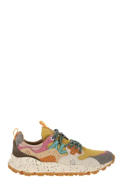 Flower Mountain Yamano 3 - Sneakers In Suede And Technical Fabric In Yellow/grey