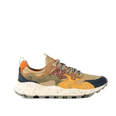 Flower Mountain Yamano 3 Sneakers In Suede And Nylon Navy Blue And Cream In Multicolor