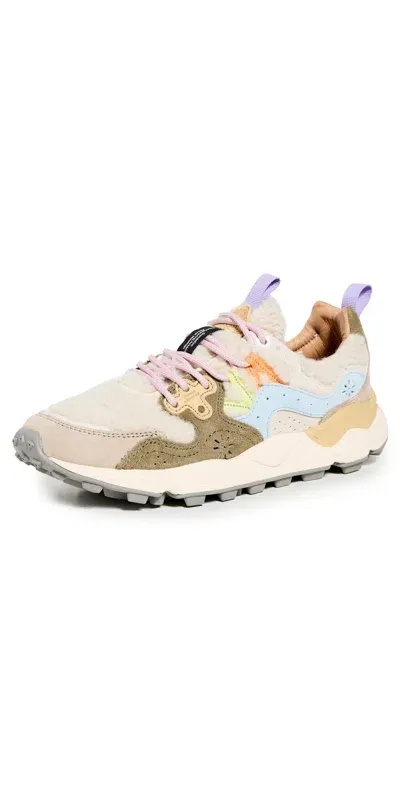 Flower Mountain Yamano 3 Teddy Sneakers Beige Militare Celes