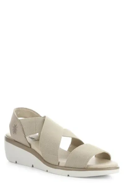 Fly London Noli Slingback Wedge Sandal In Taupe Leather