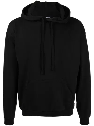 Foo And Foo Logo-patch Drawstring Hoodie In Black