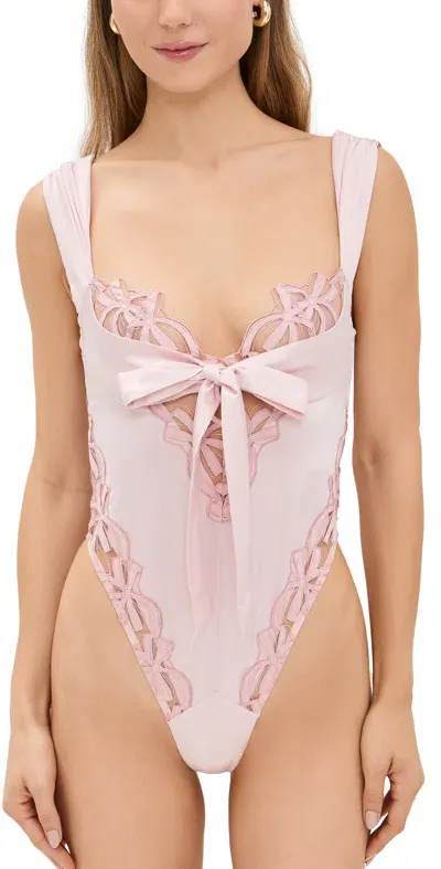 For Love & Lemons Hallie Thong Bodysuit Pink