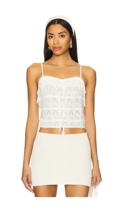 For Love & Lemons Jayla Knit Cami Top In Cream