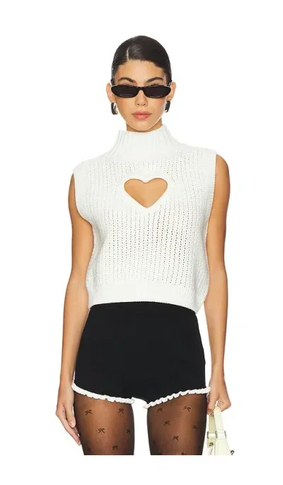 For Love & Lemons Rebecca Heart Sweater Vest In 크림