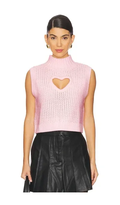 For Love & Lemons Rebecca Heart Sweater Vest In Pink