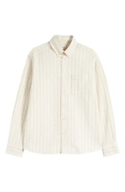 Forét Crest Dove Seersucker Button-down Shirt In Rubber Stripe