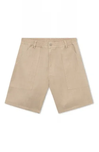 Forét Sienna Check Textured Organic Cotton Shorts In Khaki