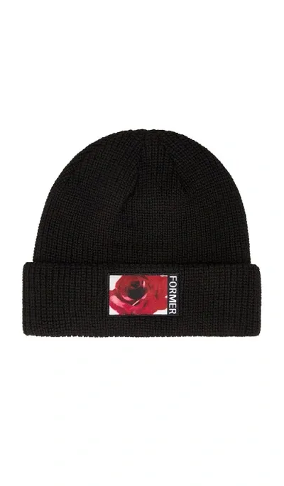 Former Rosette Patch Beanie In Black