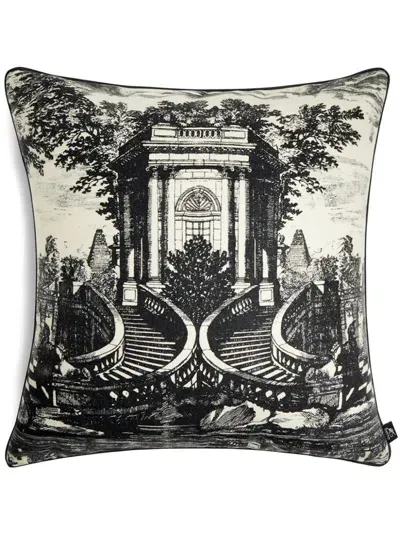 Fornasetti Giardino Settecentesco Cashmere Cushion (50cm X 50cm) In Black