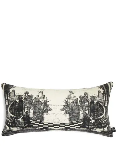 Fornasetti Giardino Settecentesco Cashmere Cushion (60cm X 30cm) In Weiss