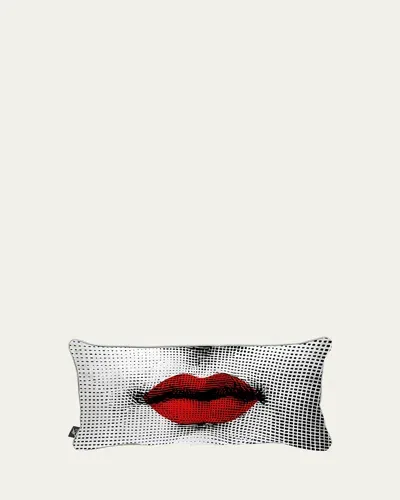 Fornasetti Kiss Cushion, 12" X 24" In Blackwhite