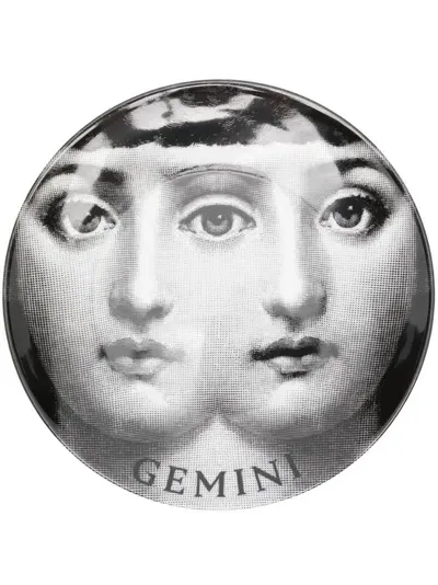 Fornasetti Tema E Variazioni N.350 Gemini Wall Plate (26cm) In Black