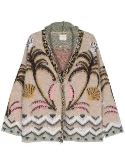 Forte Forte Abstract-motif Brushed Cardi-coat In Multicolor