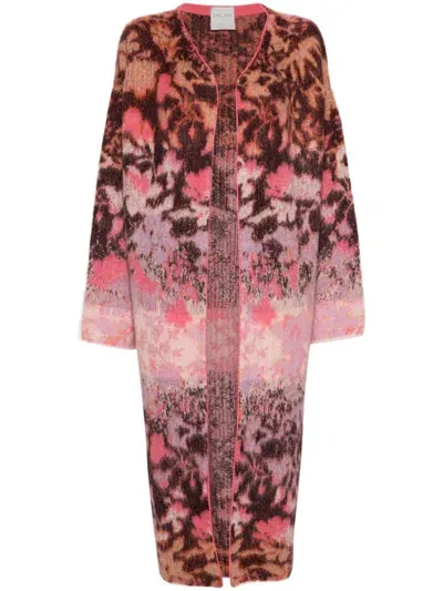 Forte Forte Abstract-pattern Cardi-coat In Pink