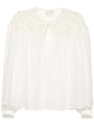 Forte Forte Crochet-panel Long-sleeve Blouse In White