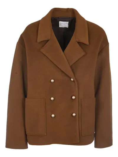 Forte Forte Double-breasted Classic Pea Coat In Olive Green