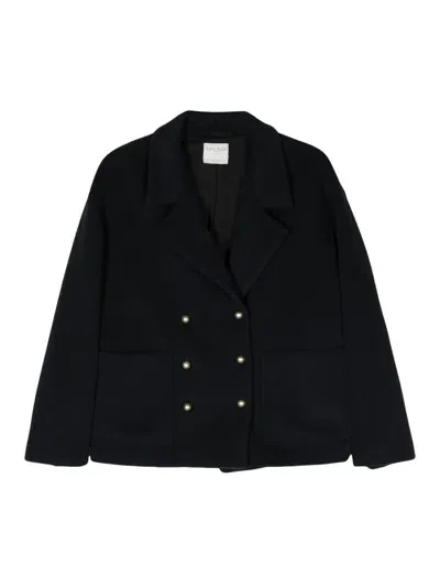 Forte Forte Double-breasted Short Coat In Black