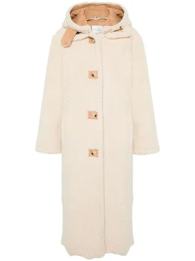 Forte Forte Double Faced Shearling Coat In Neutral