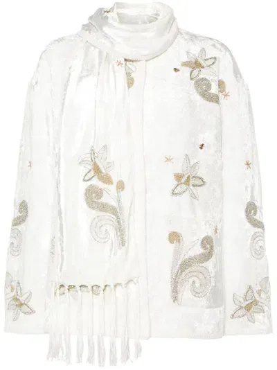 Forte Forte Embroidered Scarf-detail Coat In White