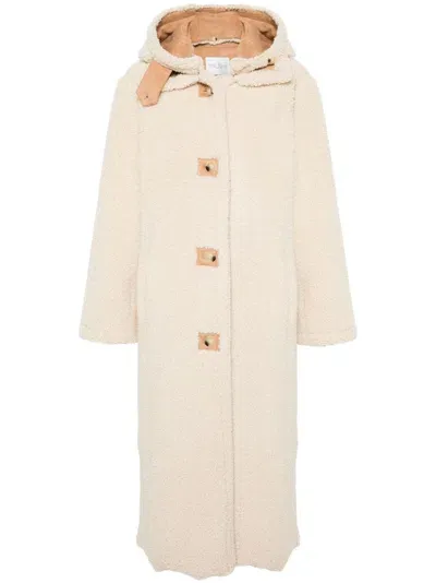 Forte Forte Faux-shearling Single-breasted Coat In Beige