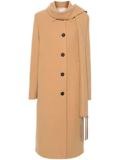 Forte Forte Felted Buttoned Midi Coat In Brown