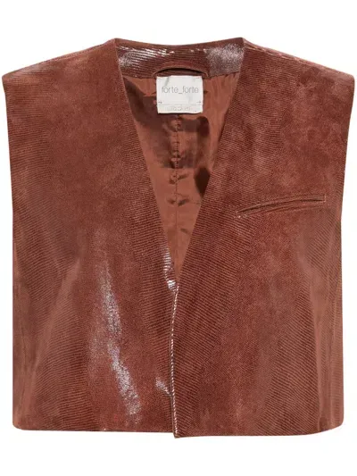 Forte Forte Animal-pattern Leather Waistcoat In Brown