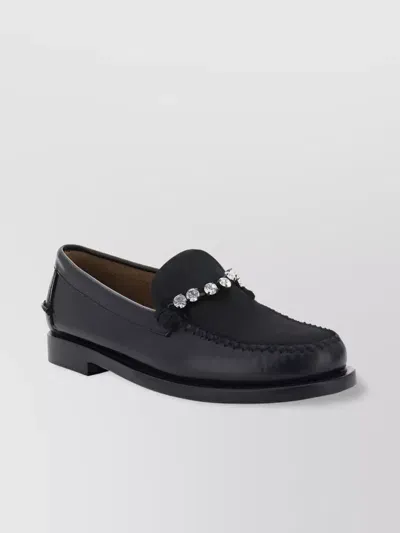 Forte Forte Leather Loafers Embellished Jewels Block Sole In Nero