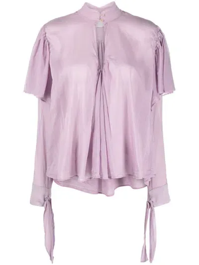 Forte Forte Ruffled Draped Blouse In Purple