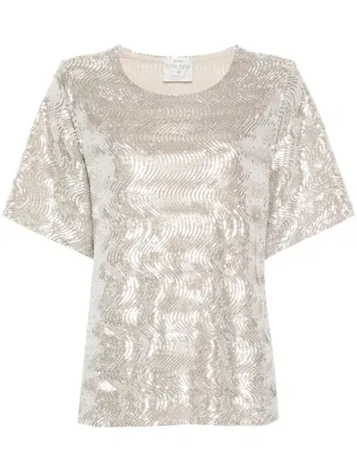 Forte Forte Sequinned Short-sleeve Blouse In Silver