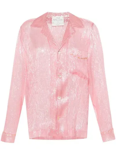 Forte Forte Bead-detailed Silk-blend Shirt In Light Rose