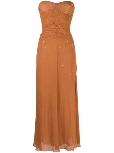 Forte Forte Crystal-embellished Silk Maxi Dress In Bronze