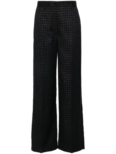 Forte Forte Check-pattern Wide-leg Trousers In Black