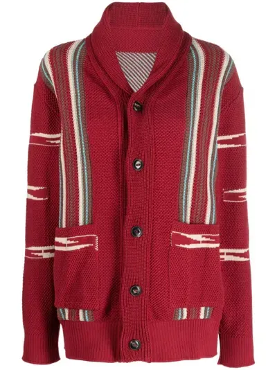 Fortela Ikat Shawl-collar Cardigan In Rot