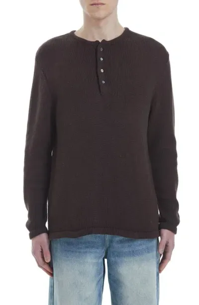 Found Cotton Henley Sweater In Mocha