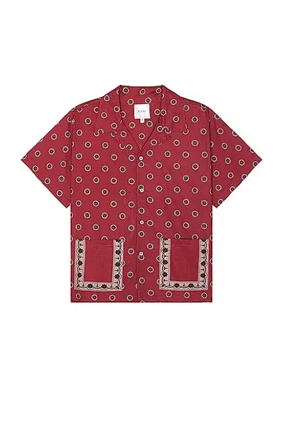 Found Motif Short Sleeve Camp Shirt In Red