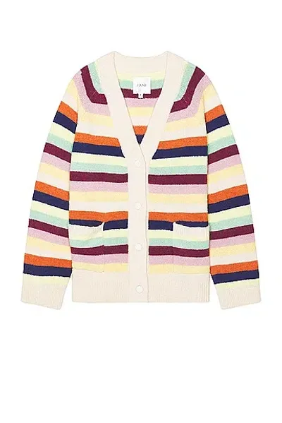 Found Multi Stripe Cardigan In Cream Multi