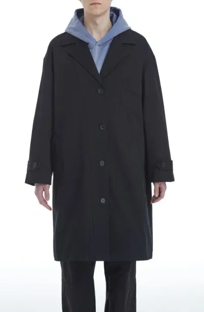 Found Naval Oversize Trench Coat In Black