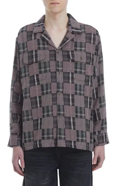 Found Patchwork Cotton Flannel Button-up Shirt In Black Multi