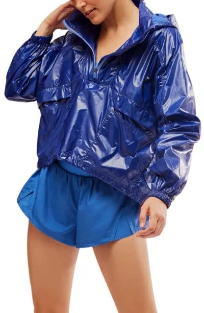 Fp Movement Spring Showers Water Resistant Packable Rain Jacket In Atlantic