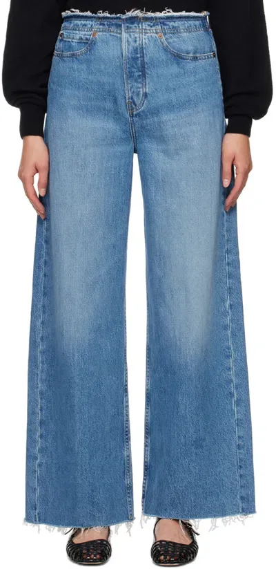 Frame Blue 'le Low Baggy Wide Leg' Jeans In Crosbie